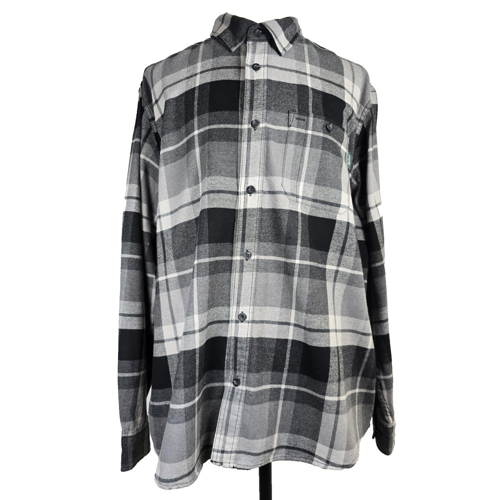 Vintage Woolrich Mens Flannel Shirt XXL Gray/Black Buffalo Plaid Lumberjack